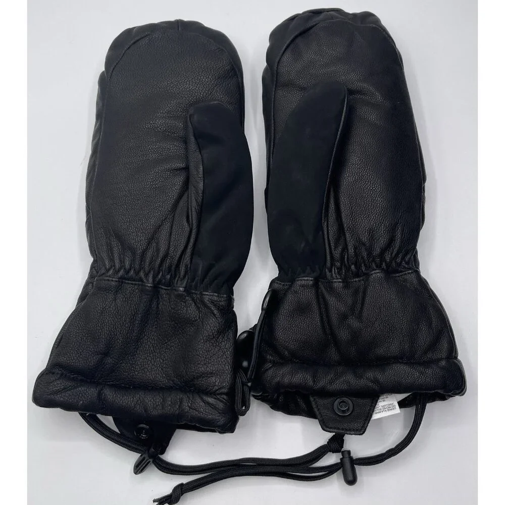Obermeyer Gloves Mittens Womens Size Large L Black Leather Quilted Faux‎ Sherpa